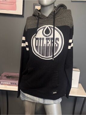 NHL Edmonton Oilers Knit Black/Grey Hoodie